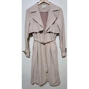 Anthropologie Greylin Soft Twill‎ Linen Blend Trench Coat M Blush Pink Coat EUC